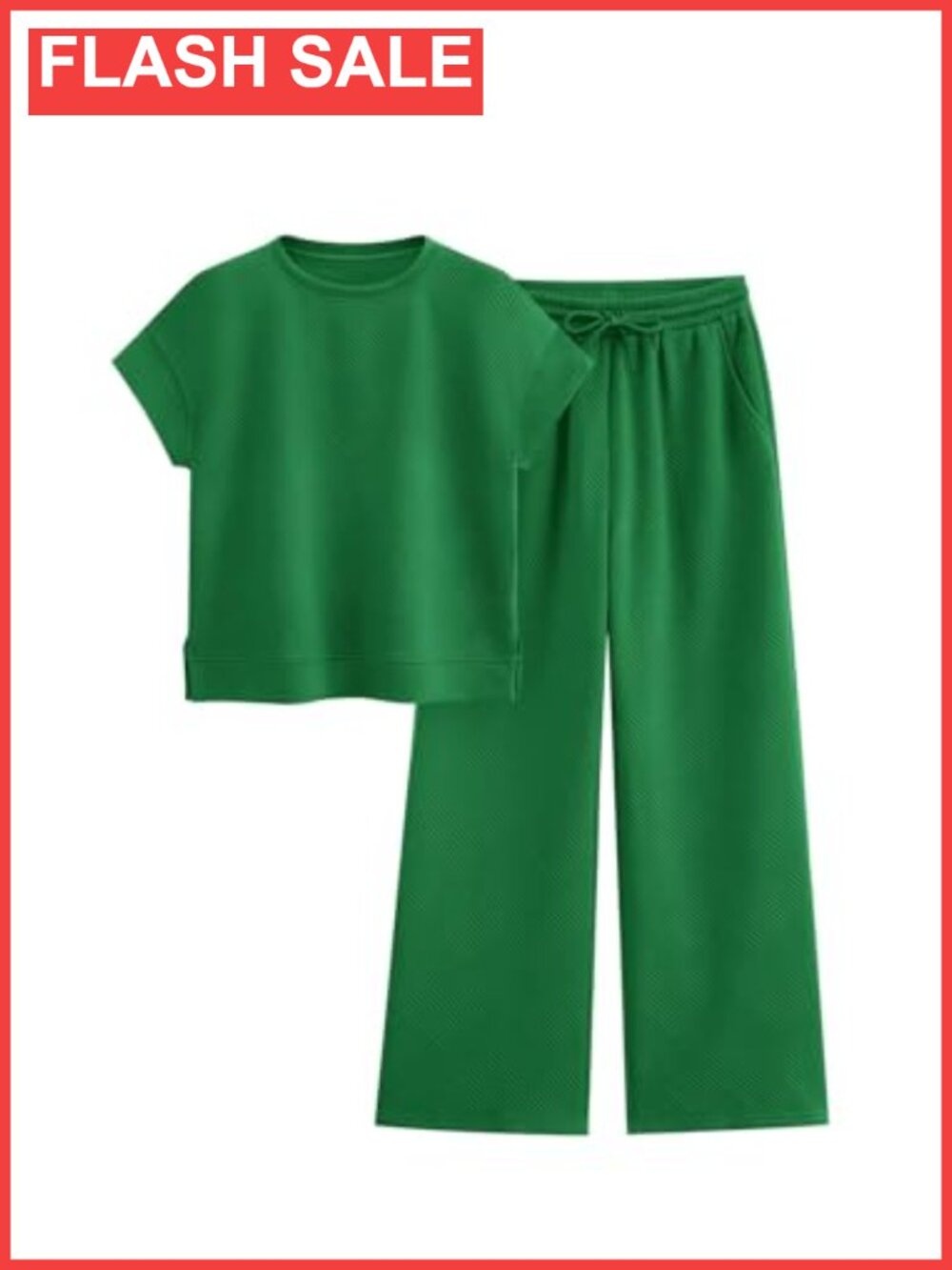 Women's 2 Piece Lounge Set Short Sleeve Top Wide Leg Pants